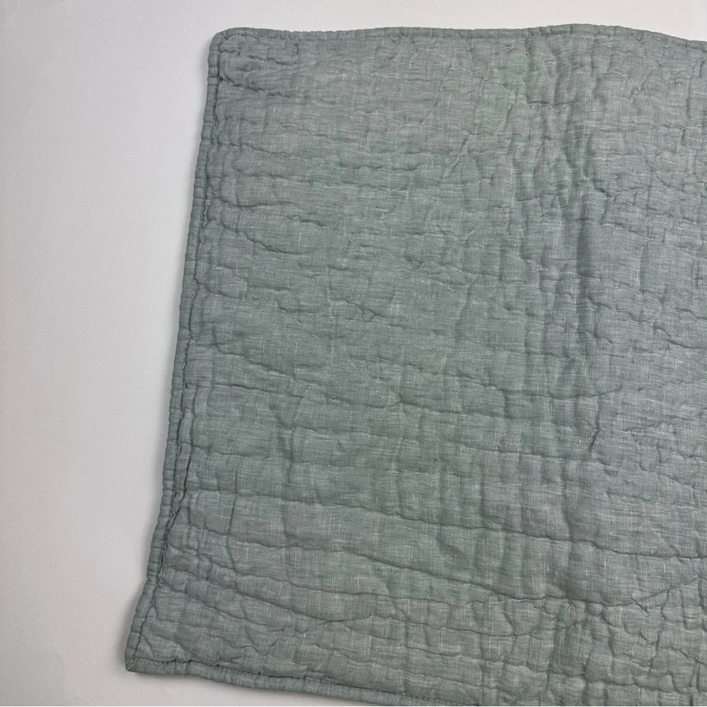 Pottery Barn Belgian Flax Linen Handcrafted Quilted Standard Pillow Sham